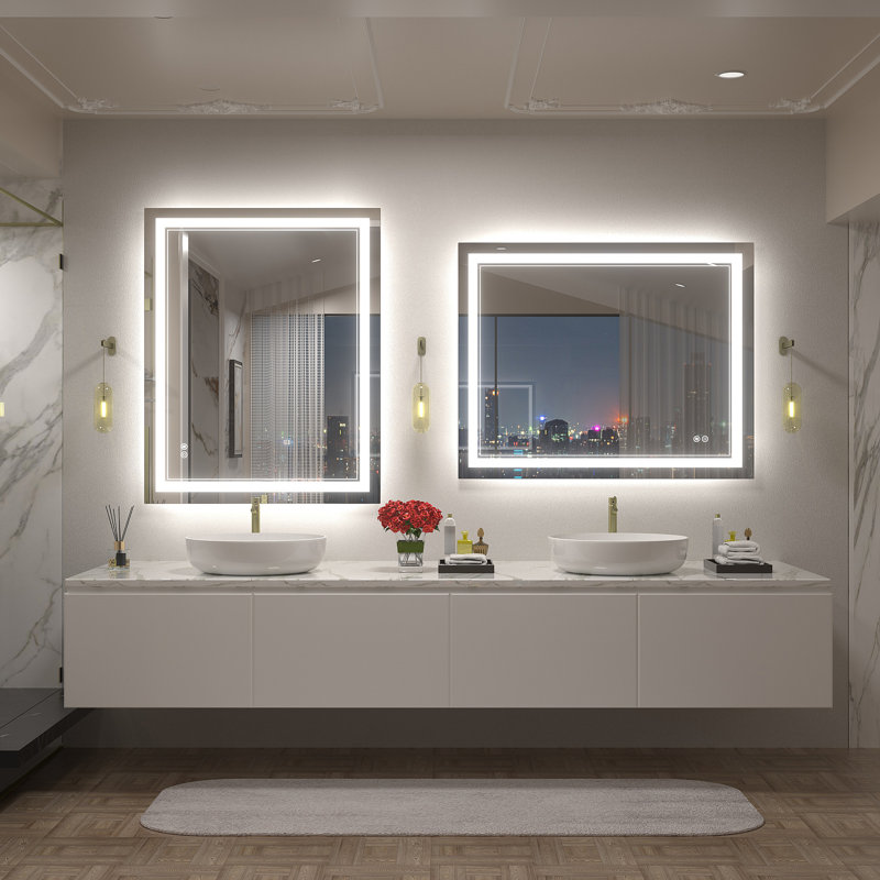 UL Certified Front & Back LED Anti-Fog Tempered Glass Bathroom/Vanity Mirror - Basics by Wayfair™, 40" x 32"