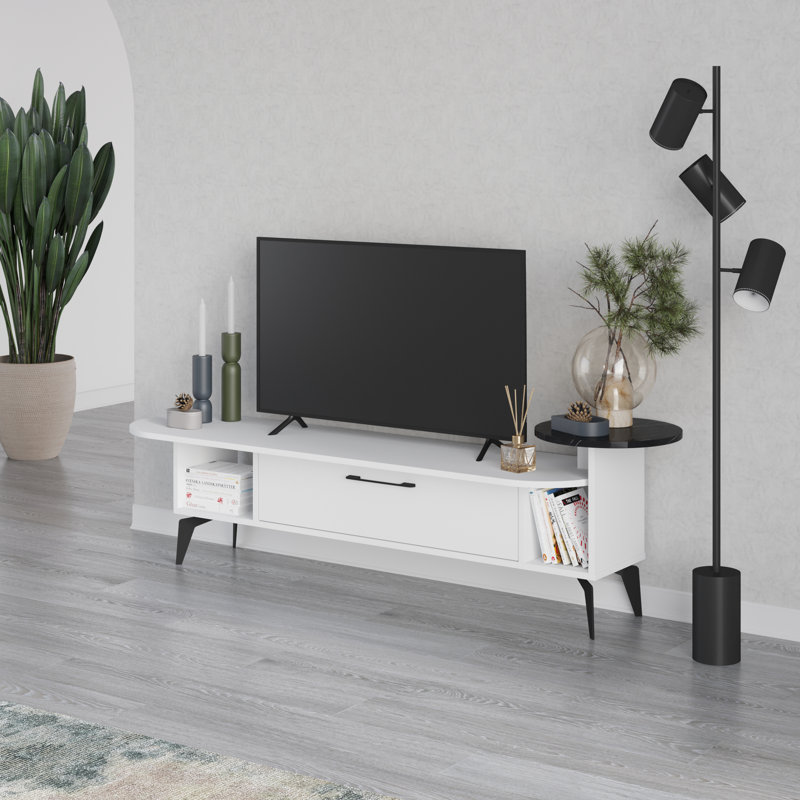 Abas TV Stand for TVs up to 65", White/Black
