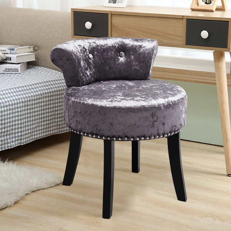 Page Solid Wood Accent Stool, Dark Grey