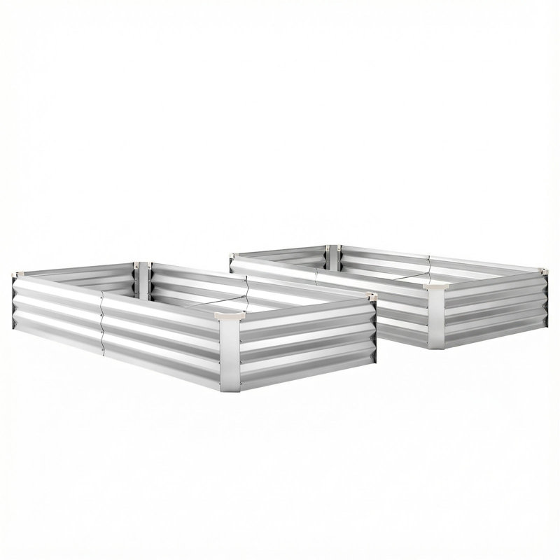 Galvanized Raised Garden Beds, 6 x 3 x 1 ft, Rectangular Metal Planter Boxes Kit Outdoor, Bottomless Elevated Planting Box with Gloves, Alu-Zinc, for Growing Flowers Vegetables, Silver