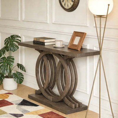 Farmhouse Hallway Sofa Table With Geometric Base