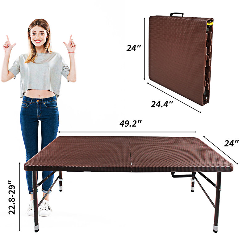 Table de camping portable pliante, Brun