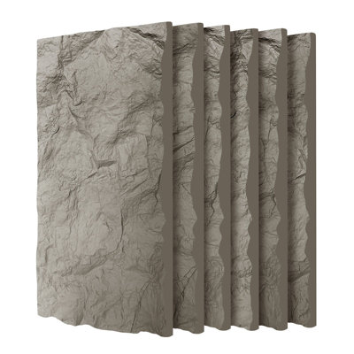Ensemble de panneaux muraux imitation pierre 47,54 po x l 23,62 po, lambris de polyuréthane gris clair pour mur de télévision, bureau et salon, ensemble de 6 pièces