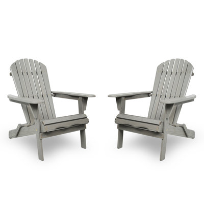 Folding Chair - Gray For Outdoor Spaces Wood Patio Foldable Solid Seat