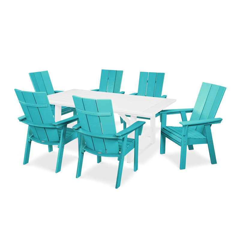 Ensemble repas 7 pièces POLYWOOD, Aruba / blanc