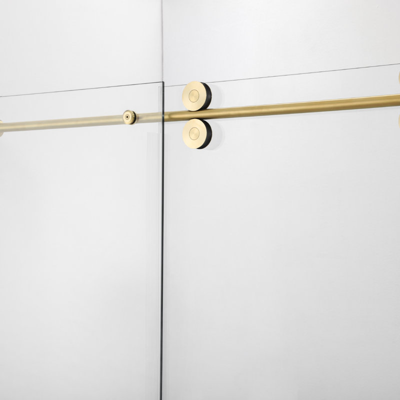 60" x 78" Brushed Gold Frameless Sliding Shower Door