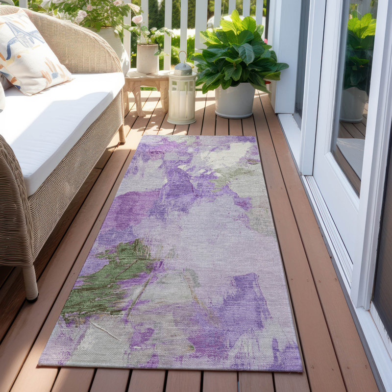 Machine Washable Indoor/Outdoor Xhevrie Purple Rug, Runner 2'3" x 7'6"