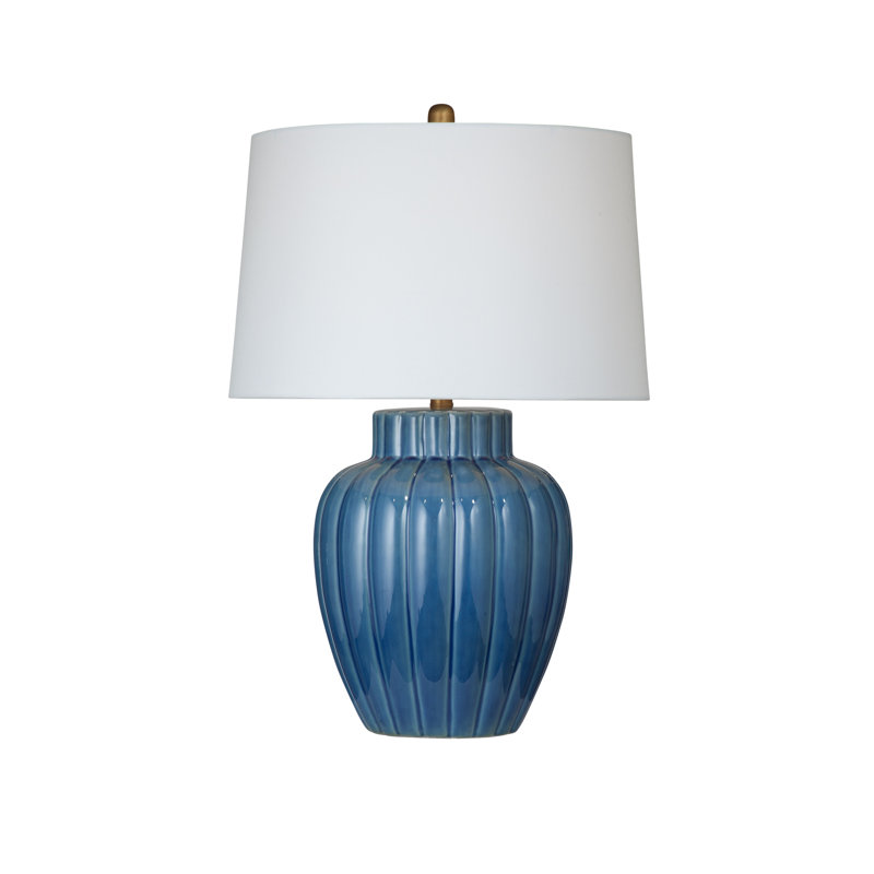 Lampe de table en céramique émaillée bleue 26 po Auburn