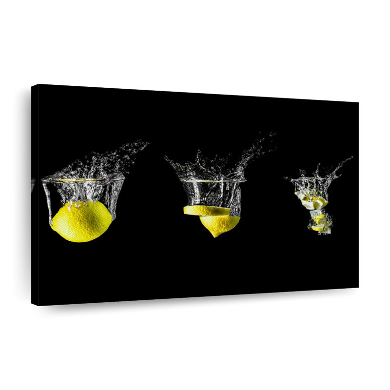 Lemon Splashes Canvas Print, 8" H x 12" W x 1" D