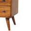 Console nordique courbée en bois massif, 2 tiroirs, 1 rangement ouvert, pieds nordiques, brun
