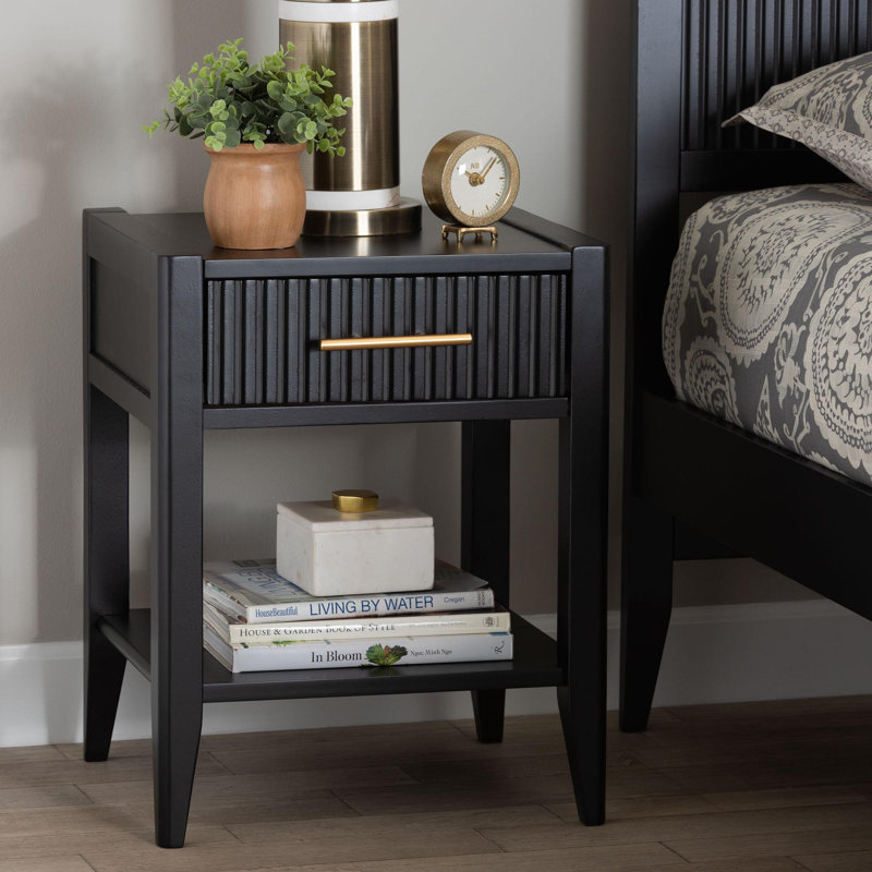 Table de chevet 1 tiroir Wooley, Noir