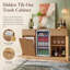 Armoire-bar 59 po avec espace pour réfrigérateur et poubelle inclinable, mini-armoire à vin pour réfrigérateur avec station de rangement / charge, buffet cannelé avec porte-verre pour salle à manger-868155247