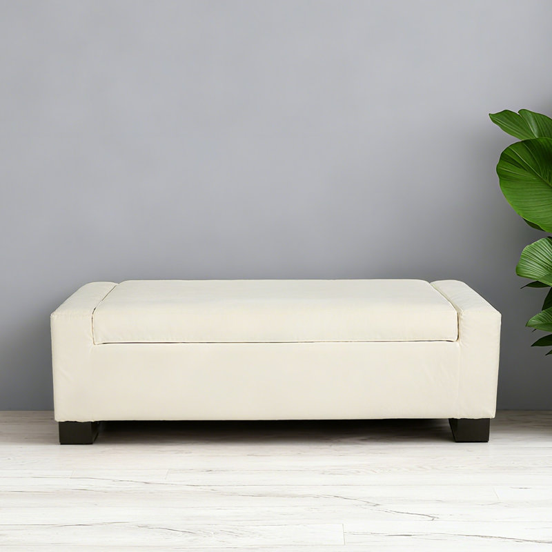 Banc repose-pieds, repose-pieds rectangulaire avec rangement caché, Blanc