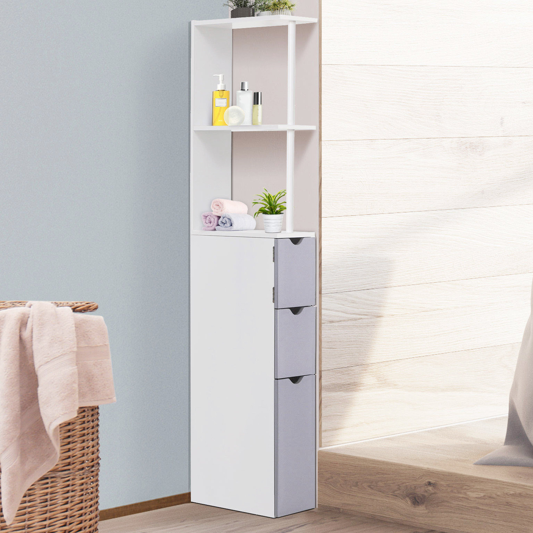Ophelia & Co. Tall Bathroom Organizer Unit - Freestanding With 2 Tier ...