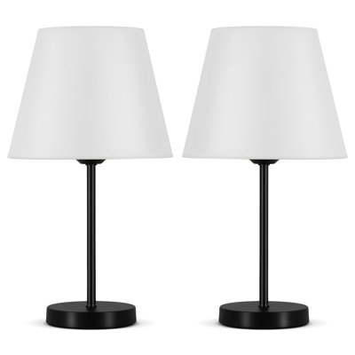 15.4 Inch Tall Table Lamps with Metal Base&Fabric Lamp Shade