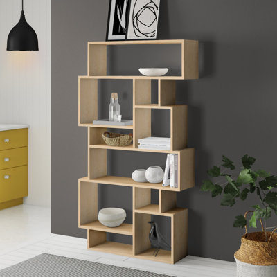 Sandra Bookcase | Asymmetric Freestanding Bookcase with 10 Compartments