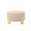 Repose-pieds rond 24,8 po en tissu beige avec rembourrage en mousse