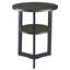 Table de bout ronde en bois avec tablette de rangement Wexford, table d'appoint industrielle moderne avec structure en métal, petite table d'appoint pour le salon, la chambre à coucher et les petits espaces, noir rétro-1318752500