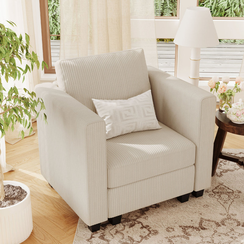 Fauteuil en velours côtelé Vevey, Velours côtelé beige