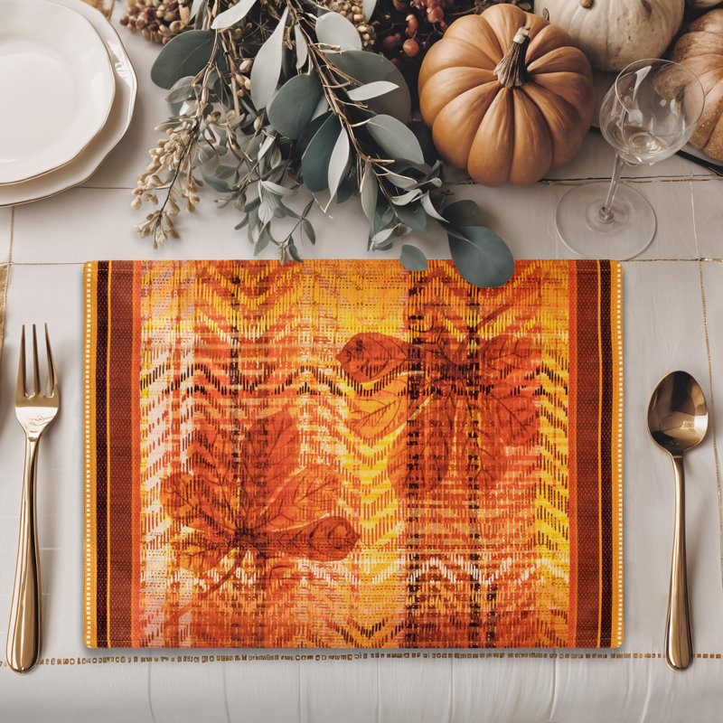 Maison d'Hermine Lot de 4 napperons tartan Thanksgiving 100 % coton - 33 x 48 cm