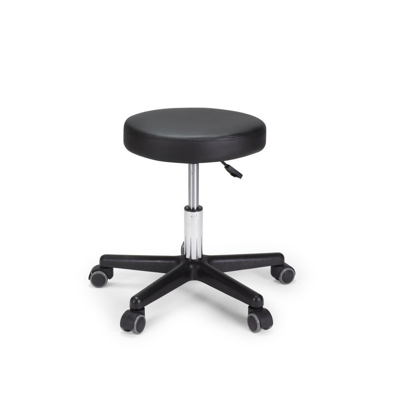 Ignasi Adjustable Height Lab Stool with Wheels, Black