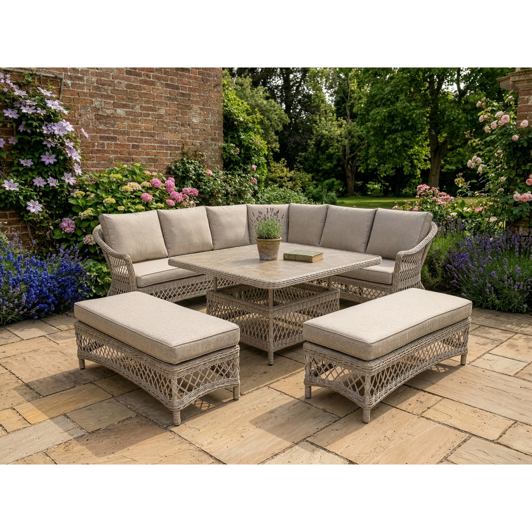 Cotswold Wicker Comfort Corner Set with Height Adjust Table