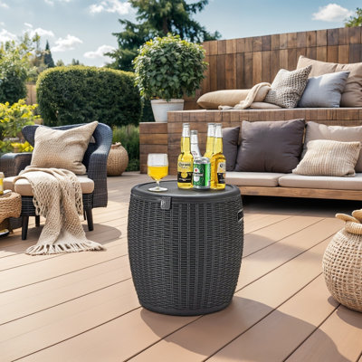  Rattan-Style Ice Bucket, 36L Capacity, Weatherproof & UV Protected, Durable Polypropylene Construction