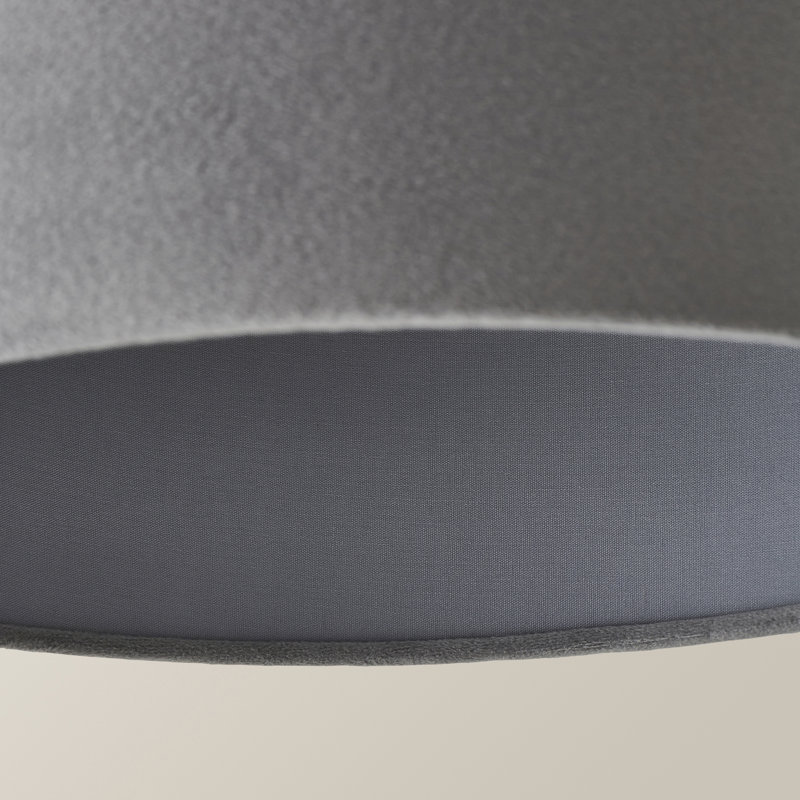 20cm H Velvet Drum Pendant Shade ( Screw On ), 20 cm H x 35 cm W x 35 cm D, Grey