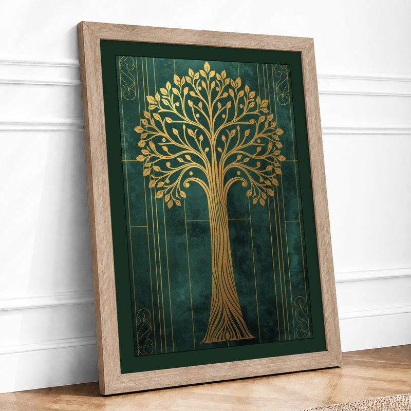 Golden Tree In Emerald Art Deco - Print, Oak, A3 - 42.0 x 29.7 cm
