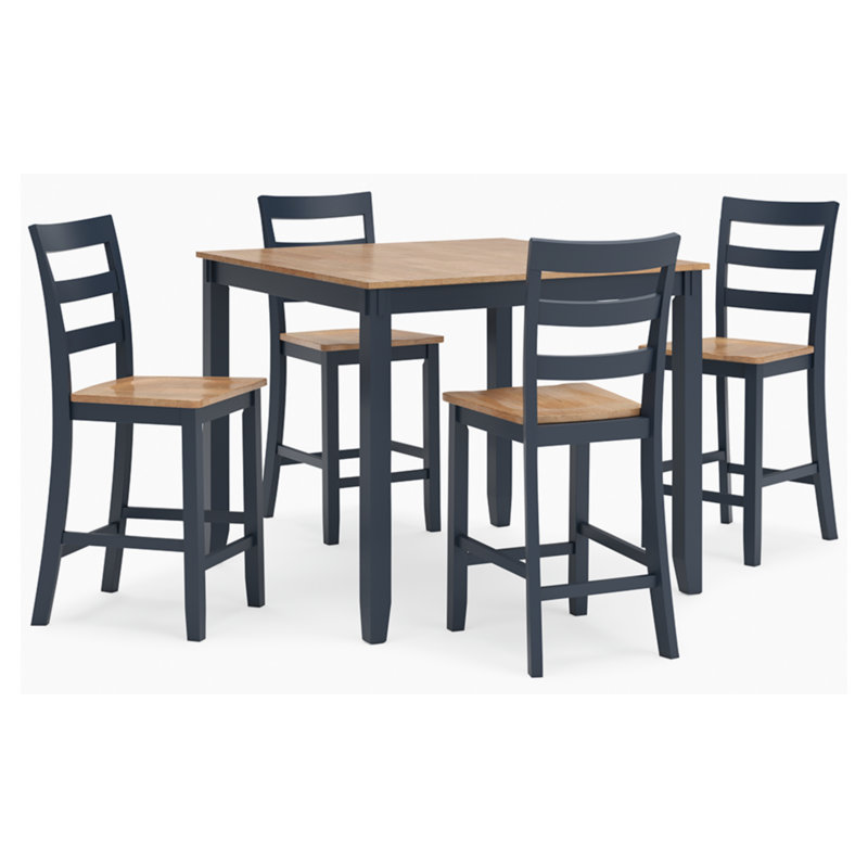 Malkin Counter Height Dining Table And 4 Barstools, Set Of 5, Blue