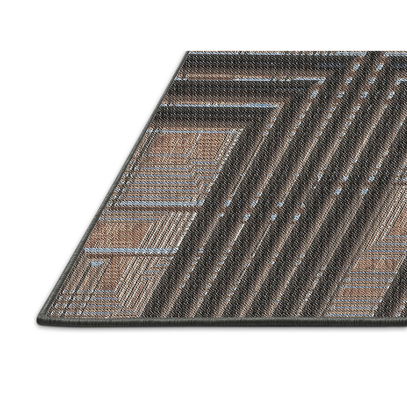 Tapis de zone brun à motif, Rectangle 5 pi x 7 pi
