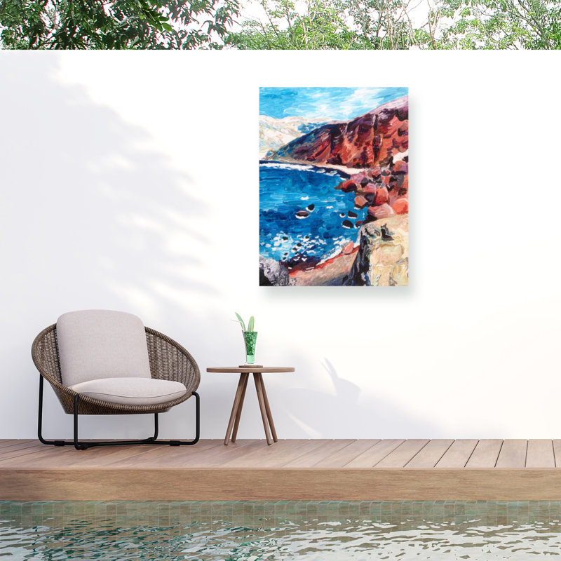 «Ologia », plage de sable rouge sur toile, H 24 po x l 18 po