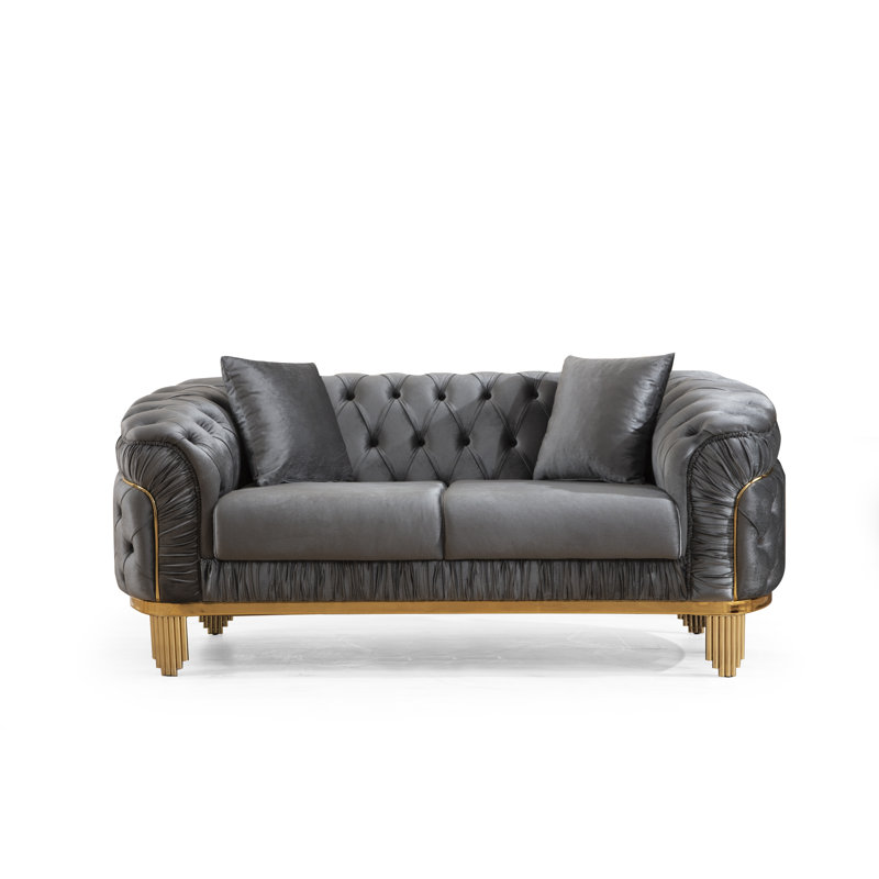 Valorie 72'' Velvet Loveseat, Gray Velvet