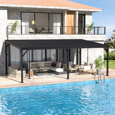 Pergola en aluminium pour terrasse incliné en acier galvanisé incliné
