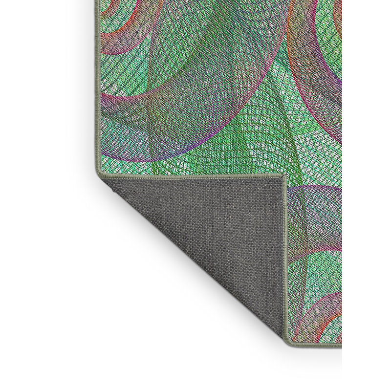 Tapis vert/rouge à motifs, Rectangle 2 pi x 5 pi