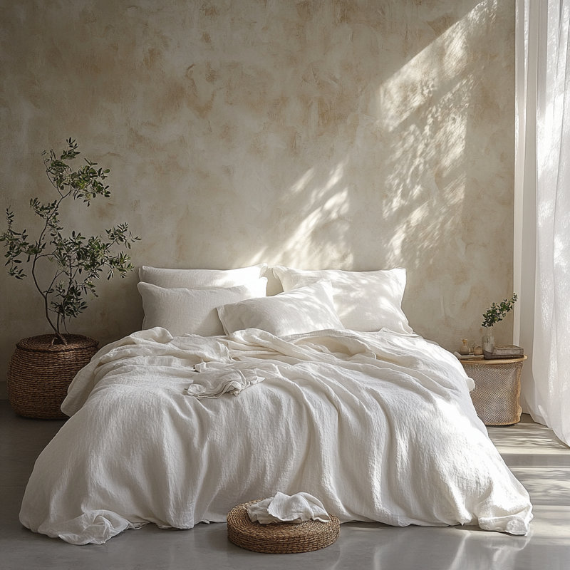 Muslin Cotton Duvet Cover Set, King Duvet Cover + 2 King Pillowcases, White