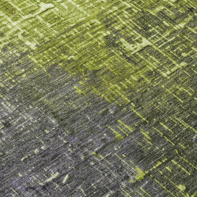Lime Round Flat Woven Synthetic Washable Rug