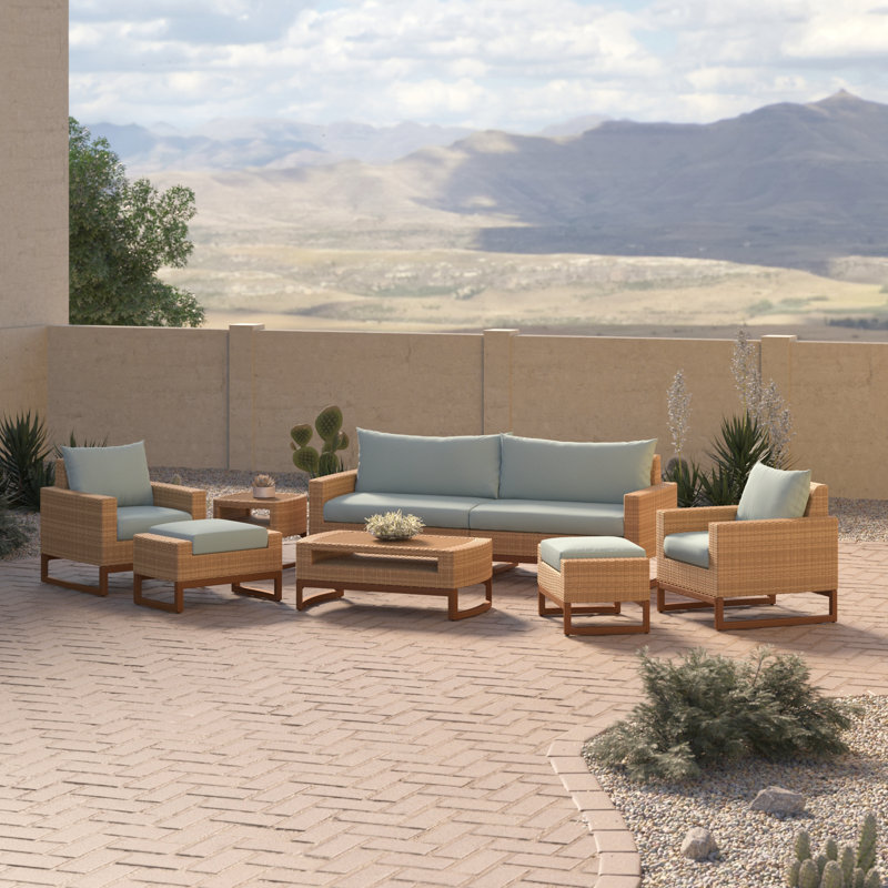 Milana Outdoor 8 - Piece Conversation Set, Canvas Spa Sunbrella® Canvas