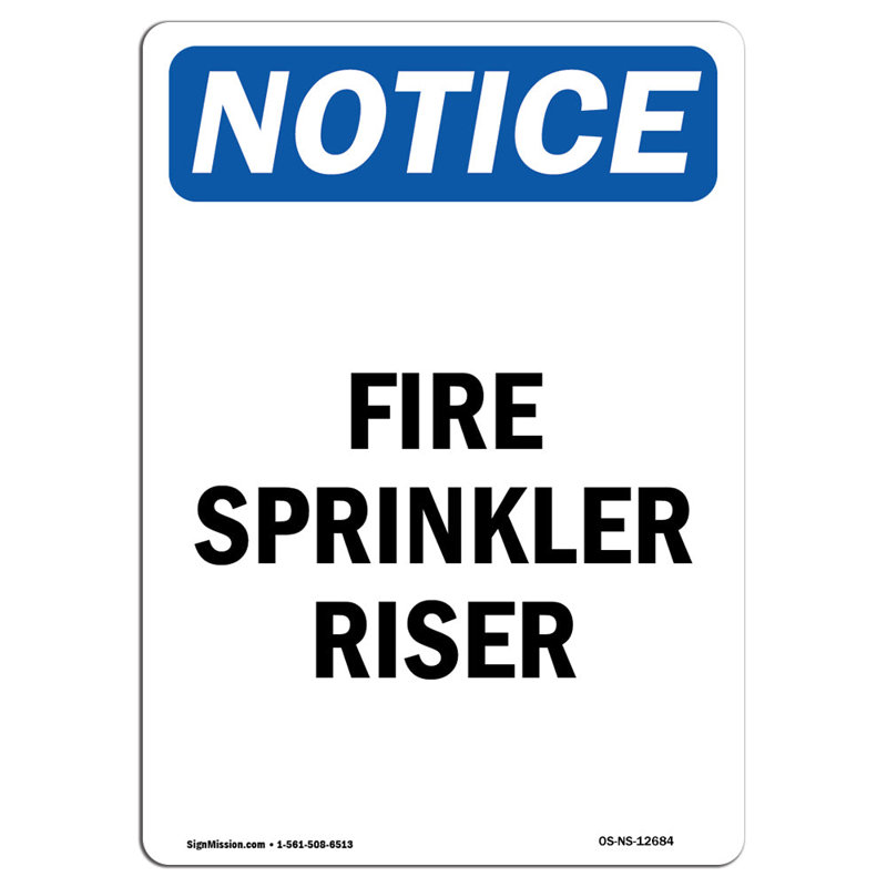 Fire Sprinkler Riser Sign