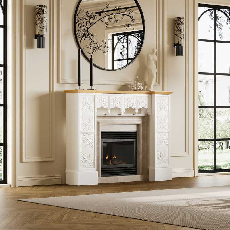 Modern Fireplace Mantel With Storage And Solid Wood Panels