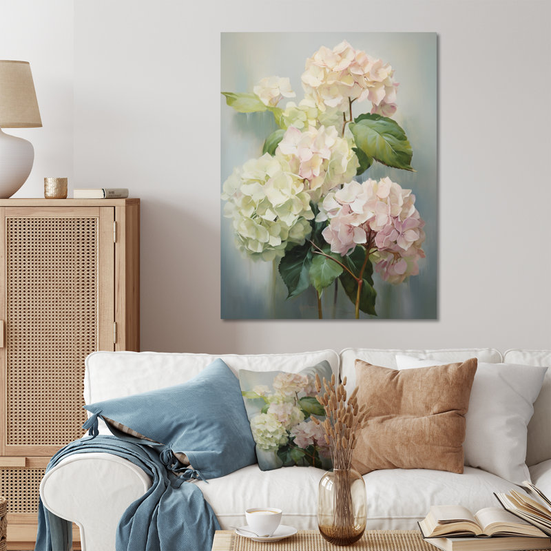 Hortensia blanche et blanche qui murmure - Hortensia, impression sur métal, H 20 po x l 12 po x P 1 po