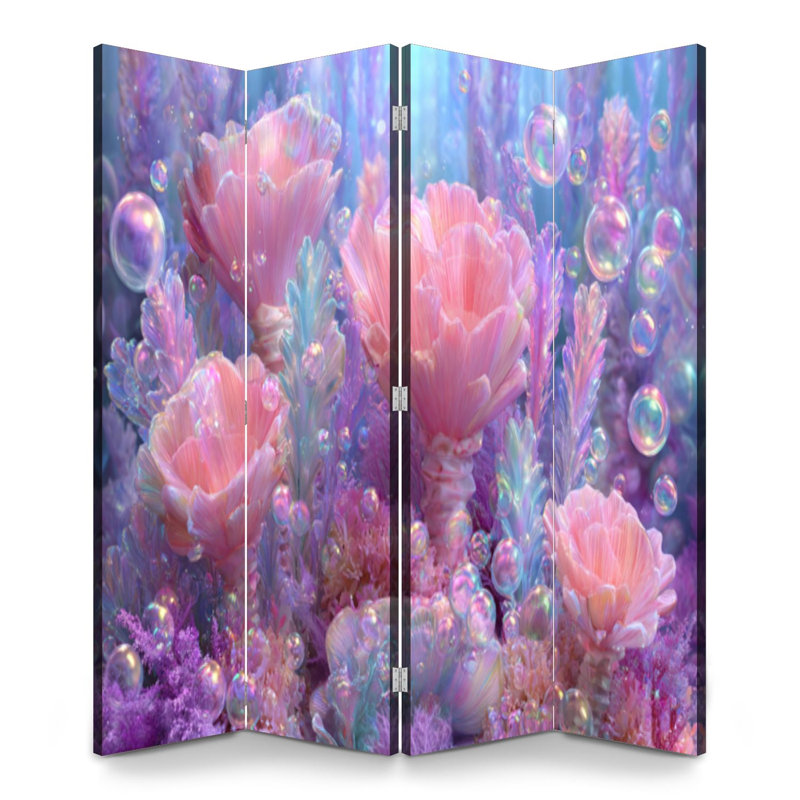 4 panneaux de paravent pliant paravent Royal Magical Underwater Garden, 4, 71" H x 64" W x 1" D