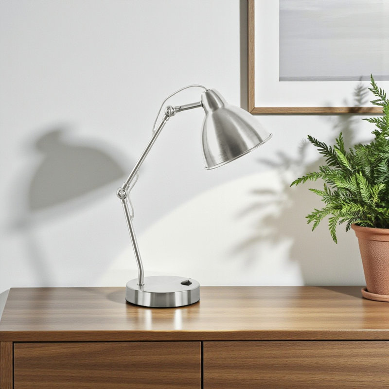 Kailyn Modern Nickel Metal Table Lamp with USB Port, 16.57'' H X 5.73'' W X 11.54'' D