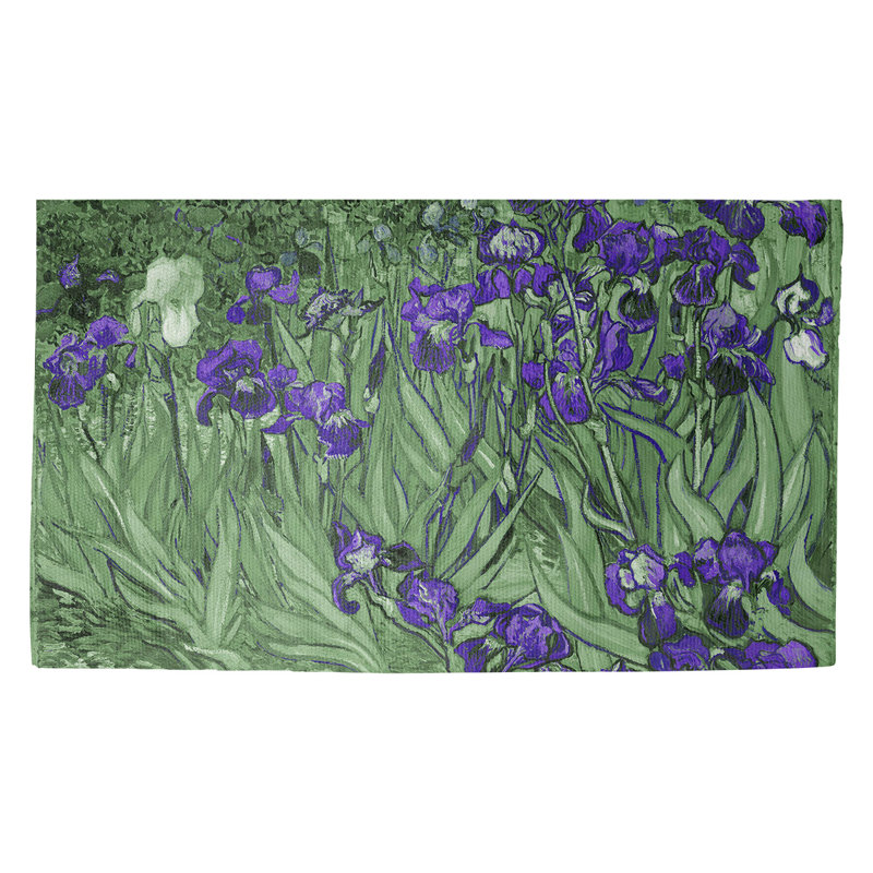 Paillasson d’intérieur irises dobby Browerville, Rectangulaire 2 pi 1,5 po x 3 pi 4 po, Vert / mauve