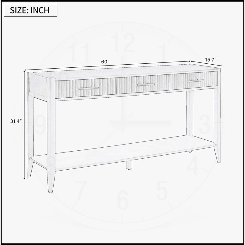 High-Quality Console Table with Vertical Stripe Drawers for Various Rooms, Black