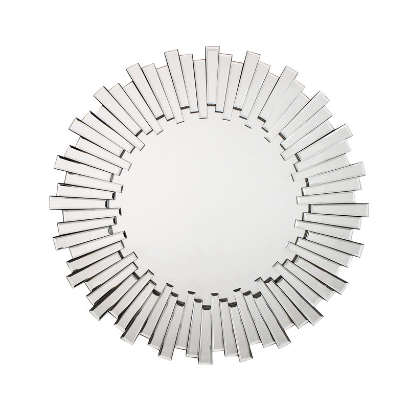 Polixenia Round Glass Sunburst Wall Mirror, 32" x 32"