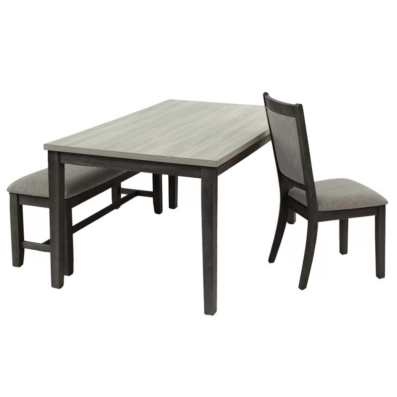6 - Person Four Leg Dining Set, Espresso, Espresso/Beige