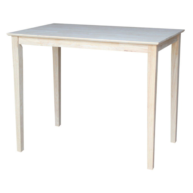 Rubberwood Rectangular Solid Wood Top with Solid Wood Base Dining Table