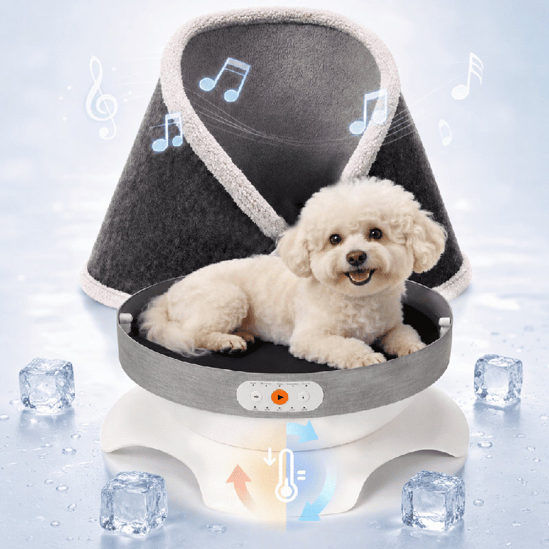Lit intelligent pour chat chauffant et rafraîchissant, chatière d'intérieur avec modes chaud et froid, contrôle de l'application, contrôle de la température, 5 modes de bruit blanc pour la détente, calme et confortable pour les chats jusqu'à 13 lb