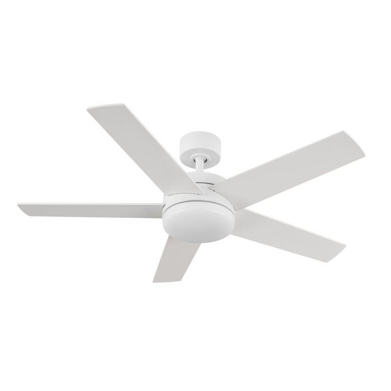 Langley 44 in. 5 Blade Matte White Ceiling Fan with Remote Control, Dimmable LED Light Kit, and Reversible Motor, 44" Wide